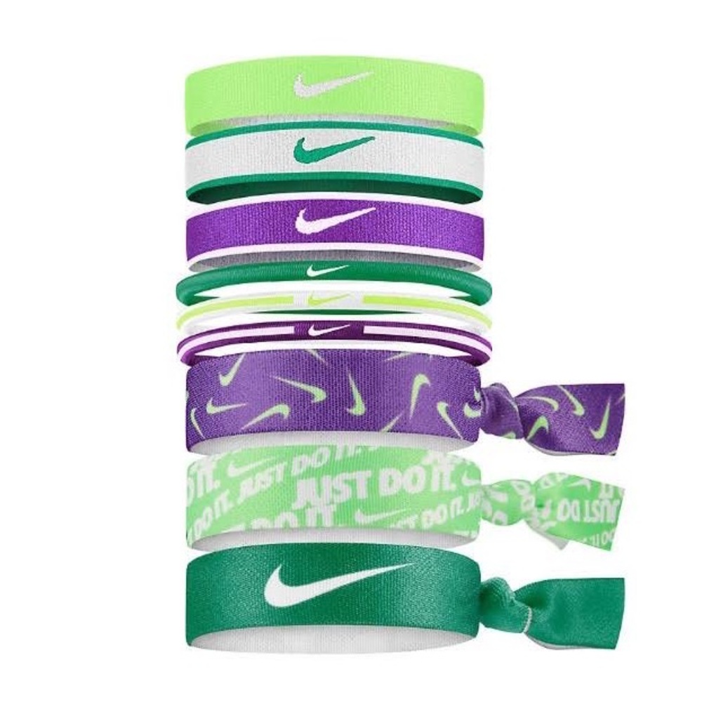 NWT! Nike Ponytail Holders 9 Pack Green Purple